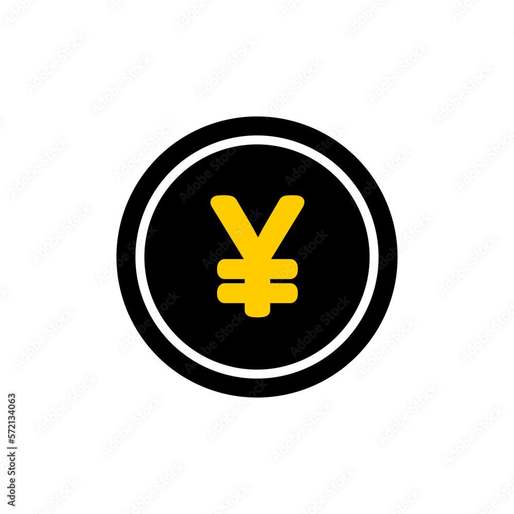 Japanese Yen coin symbol illustration vector icon. Flat design.