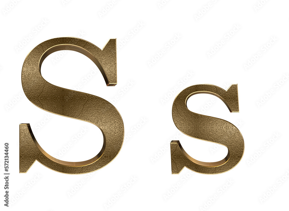 Naklejka premium 3d render Gold lowercase And uppercase Letters
