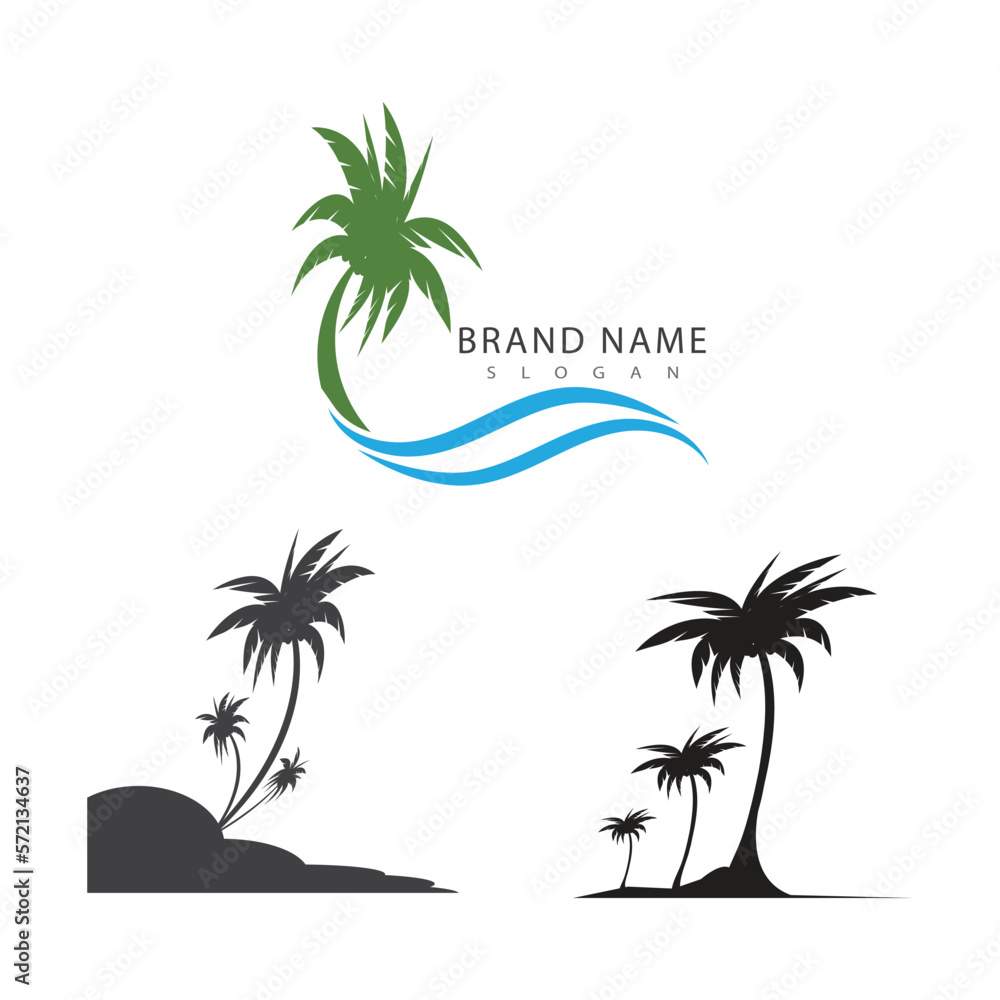 Fototapeta premium Palm tree summer logo and symbol template vector design