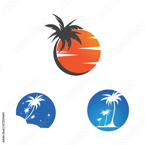 Palm tree summer logo and symbol template vector design