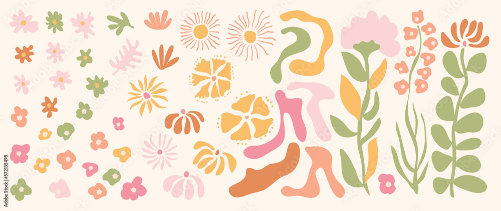 Set of abstract organic shapes inspired by matisse. Contemporary aesthetic vector element in groovy doodle botanical flower art shape. Retro hippie style for logo, decoration, print, cover, wallpaper. Set of abstract organic shapes inspired by matisse. Contemporary aesthetic vector element in groovy doodle botanical flower art shape. Retro hippie style for logo, decoration, print, cover, wallpaper.