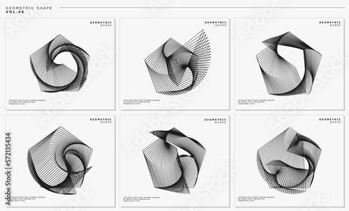 Tableau sur toile Line contour abstract pentagon logo design template set