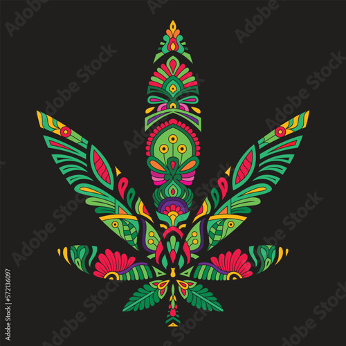 Cannabis Marijuana leaf Mandala vector illustration