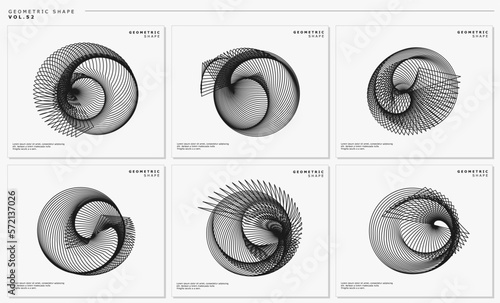 Modern dynamic line sound circle design template set