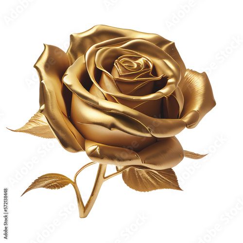 Fototapeta Naklejka Na Ścianę i Meble -  Golden rose isolated on transparent background, close up. PNG, Generative AI