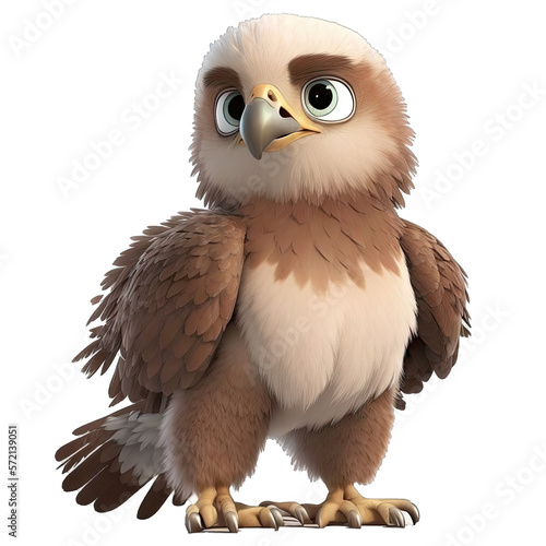Cute Animation Cartoon Character Animal Eagle Design Elements Isolated on Transparent Background: Clear Alpha Channel Graphic for Overlays Web Design, Digital Art, PNG Image (generative AI)