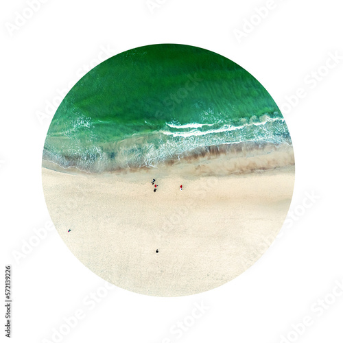 Obraz na płótnie Round photo landcsape sea and beach. Aerial view, circle, sand, ocean, seascape. w salonie