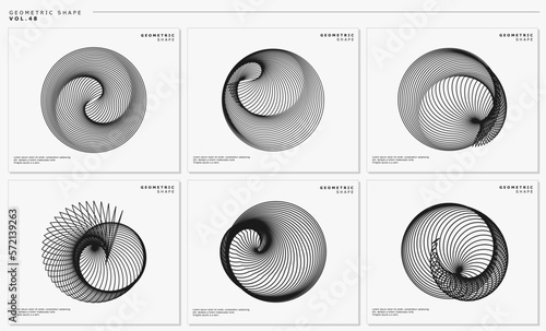 Network blend line circle abstract logo design set