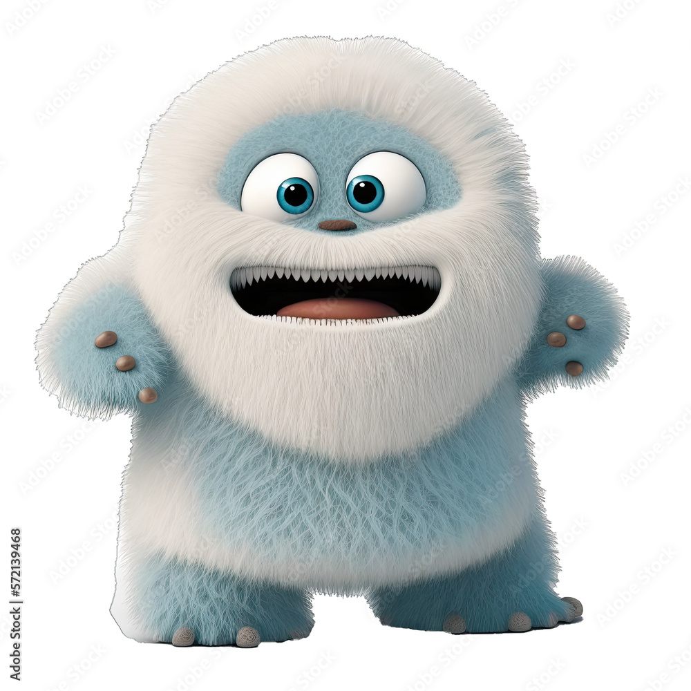 Cute Animation Cartoon Character Animal Yeti Design Elements Isolated