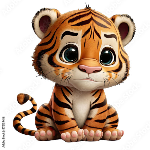 Cute Animation Cartoon Character Animal Tiger Design Elements Isolated on Transparent Background  Clear Alpha Channel Graphic for Overlays Web Design  Digital Art  PNG Image  generative AI 