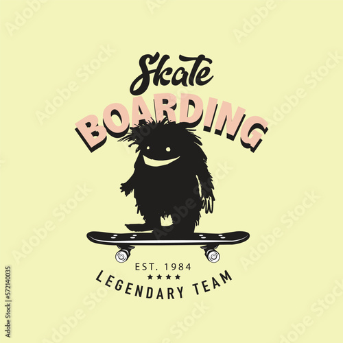 Cartoon skater skull character illustration. Vector graphic for apparel prints, posters and other uses.