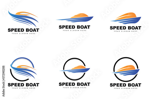 Speed Boat Logo, Fast Cargo Ship Vector, Sailboat, Design For Ship Manufacturing Company, Waterway Shipping, Marine Vehicles, Transportation