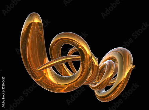 Gold oil water curl spiral 3D renderings