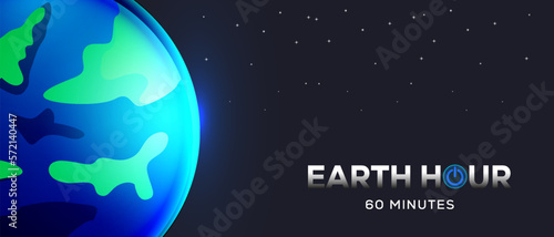 earth hour horizontal banner illustration