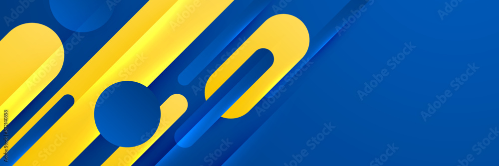 Vibrant Blue and Yellow Abstract Shapes, Vector Banner Design Vibrant Blue and Yellow Abstract Shapes, Vector Banner Design