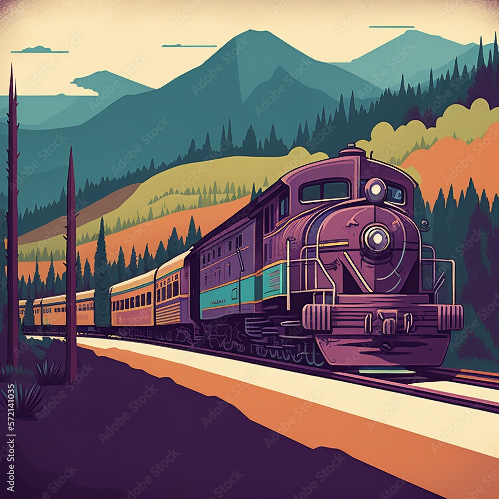ภาพประกอบสต็อก Digital Storybook Screen Print Poster Style Illustration ...