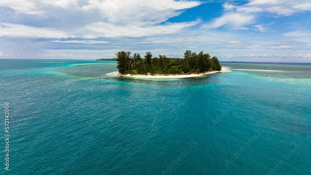 Fototapeta premium Beautiful sandy beach on a tropical island. Canabungan Island, Balabac, Palawan. Philippines.