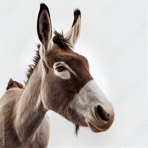 Print op canvas Photo of a donkey on a white background