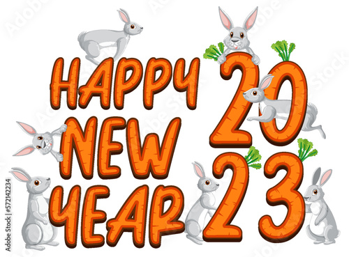 Happy New Year 2023 text for banner design