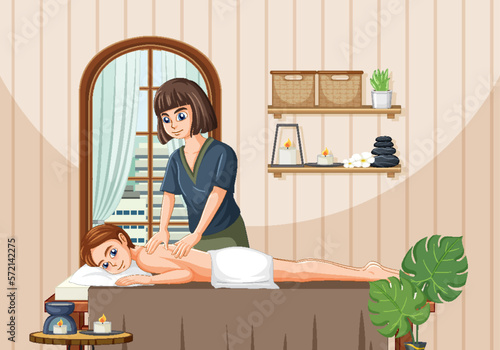 Woman gets body massage spa