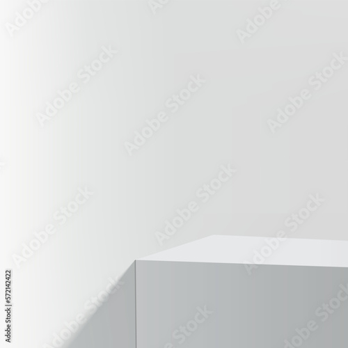 3d gray color podium and minimal white color wall scene. 3d podium minimal abstract background. Vector