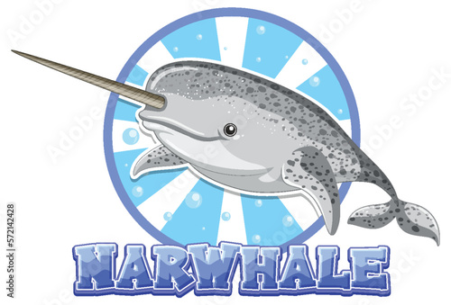 Narwhal logo with carton character