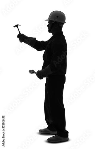 Silhouette of male worker w...
