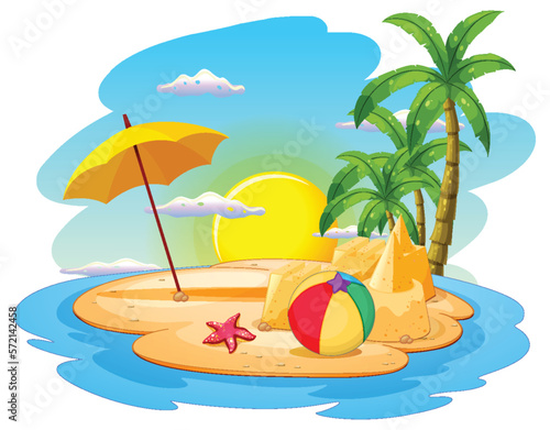 Summer beach scene template