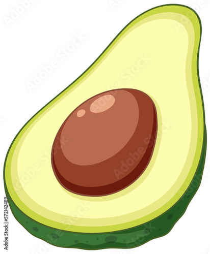 Isolated avocado cartoon cut in half