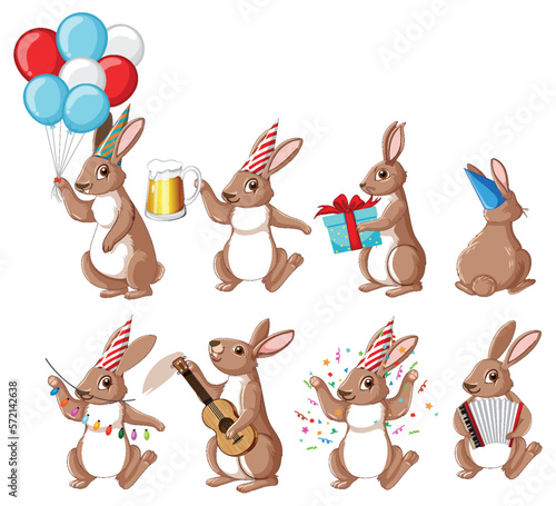 Cute rabbit cartoon character collection