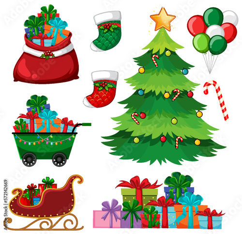 Christmas objects and elements set