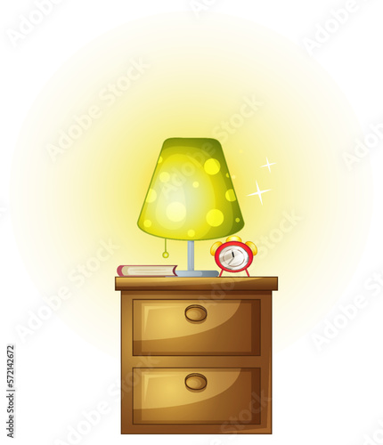 Cute lamp on cabinet isolated