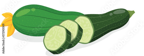 Green zucchini and Cut slices. vegetable 