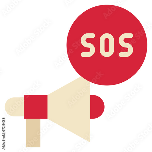 horn loud rescue megaphone emergency help icon flat style