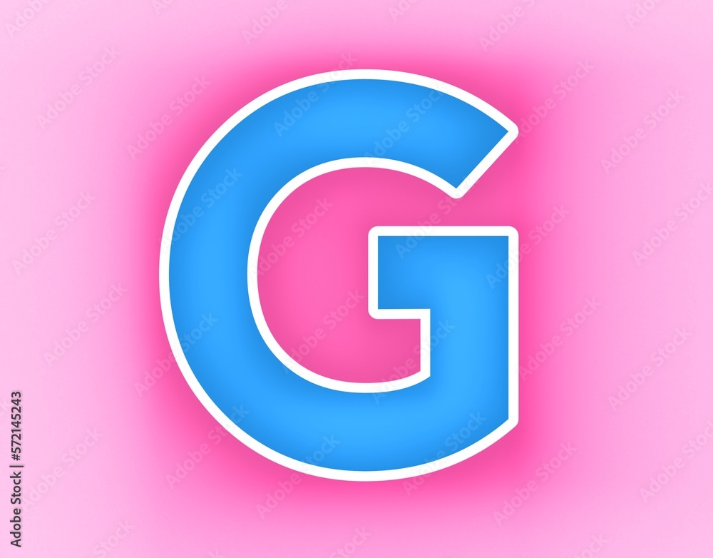 Capital Letter G alphabet uppercase sign design template element. Blue icon at magenta background. Capital Letter G alphabet uppercase sign design template element. Blue icon at magenta background.