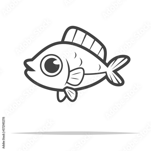 Cartoon fish outline icon transparent vector isolated