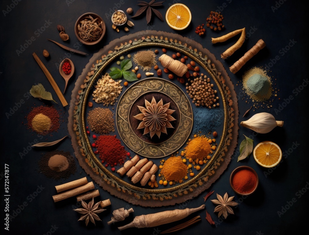 indian spices, food india. Generative AI