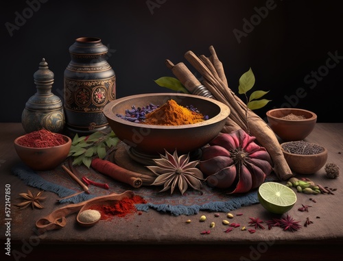 indian spices, food india. Generative AI