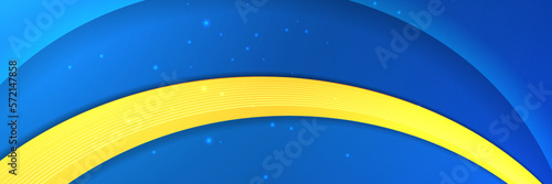Abstract gradient geometric background in blue and yellow colors of national flag of Ukraine. Poster or banner template. Vector illustration without transparency.