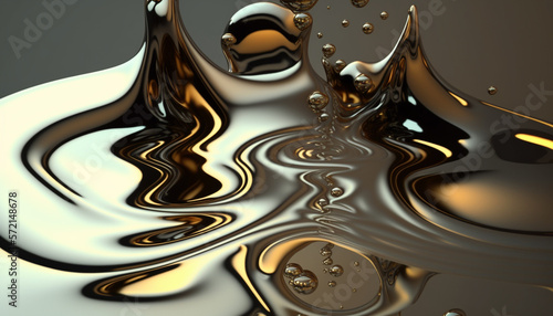 3D liquid metal texture, Generative AI 