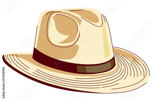 men hat with brim sun protection. flat vector illustration.