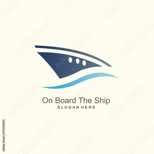 Ocean ship sign concept. sea boat illustration. vector logo template