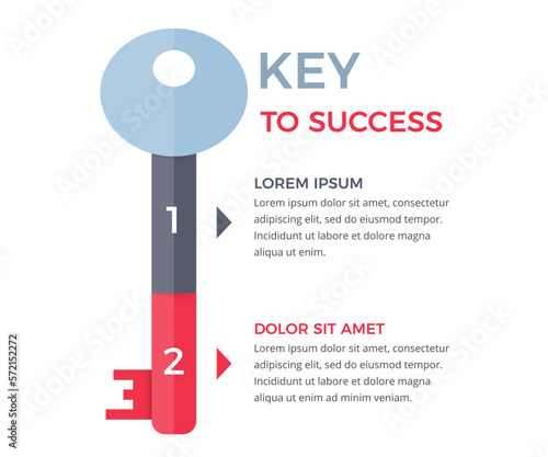 Two steps to success - infographic template with key divided on two segments with place for your text
