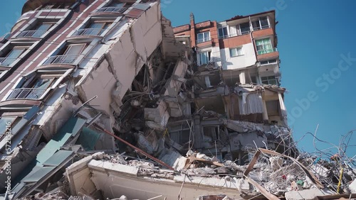The building that was lying on its side after the earthquake.
7.7 magnitude earthquake shaking.
Too many casualties. People leaving their home. Turkey Earthquake – Hatay - 6 February 2023.
