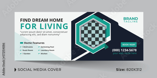 Real estate and home apartment social media cover template design with social media banner