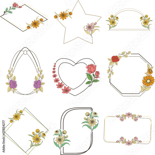 set of floral frames
