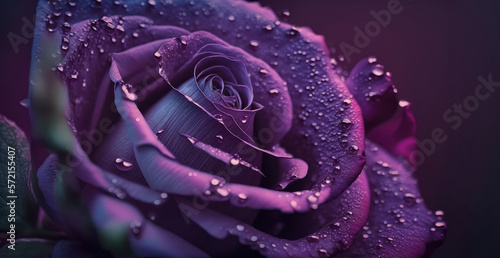 Purple rose close up macro, Holiday gift, love and romance. Generative AI