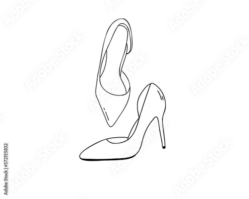 Women's shoes with high heels. Doodle vector illustration