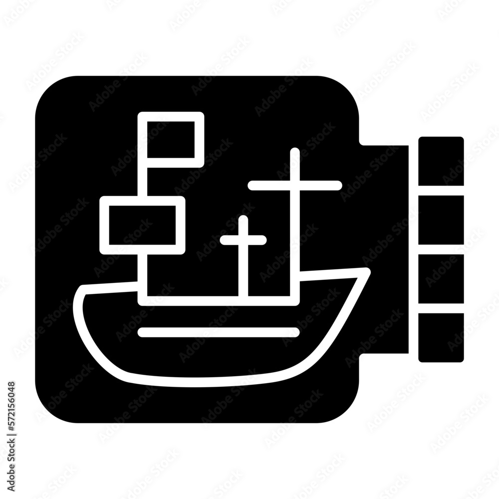 Obraz premium Vector Design Ship In A Bottle Icon Style