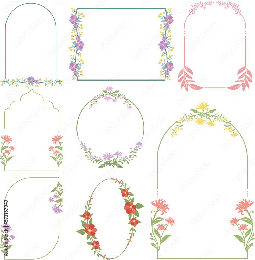 set of floral frames set of floral frames